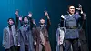 Jung Sung-hwa, far right, and the ensemble of musical 'Hero' performs on stage in 2015 [JOONGANG ILBO]