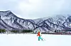 A traveler enjoys Nordic skiing across Nari Basin. [BAEK JONG-HYUN]