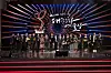 The 28 recipients for this year's Korean Popular Culture and Arts Awards pose on Thursday evening at the National Theater’s Haeoreum Grand Theater in Jung District, central Seoul. [KOREA CREATIVE CONTENT AGENCY]