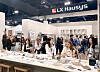 Attendees of The Kitchen & Bath Industry Show in Las Vegas visit the LX Hausys booth on Feb. 27. [LX HAUSYS]
