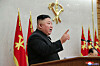 North Korean leader Kim Jong-un delivers an address at a plenary session of the Workers' Party Central Committee held Monday, according to this state media photograph. [YONHAP]