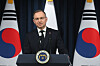 Polish President Andrzej Duda speaks during a joint press conference with President Yoon Suk Yeol, not pictured, at the Presidential Office in Seoul, South Korea, on Oct. 24. [EPA/YONHAP]