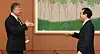 Stephen Biegun, the U.S. deputy secretary of state, left, exchanges noncontact greetings with South Korean top nuclear envoy Lee Do-hoon at the Foreign Ministry in central Seoul Wednesday. [JOINT PRESS CORPS]
