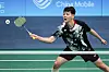 Korean badminton player Lee Yun-gyu competes in the men's team semifinal at the Hangzhou Asian Games held at Binjiang Gymnasium in Hangzhou, China on Saturday. [NEWS1]