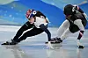 Lee Yu-bin races in her quarterfinal of the women's 1,000 meters during the short track speed skating competition at the 2022 Winter Olympics on Friday in Beijing. [AP/YONHAP]