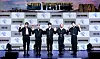 Boy band MCND poses for the camera during a press showcase held at the Shinhan pLay Square in Mapo District, western Seoul, on Wednesday. [TOP MEDIA]