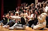 Korea University's international students pose for a group photo after last year's freshmen orientation session. The Education Ministry will open the LA Study in Korea Information Center on Friday to encourage more international students from North America to study in Korea. [NEWS1]