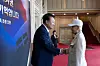 President Yoon Suk Yeol, left, shakes hands with Gen. Son Hee-won, chairman of the Korean War Veterans Association, during a Memorial Day luncheon to honor veterans and families of fallen soldiers at the Blue House in Jongno District, central Seoul, on Thursday afternoon. [PRESIDENTIAL OFFICE]