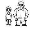 The characters of authors Kim Carnby (left) and Hwang Young-chan, drawn by Hwang. [HWANG YOUNG-CHAN]