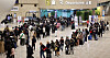 Passengers form a queue in the departure hall of Gimpo International Airport on March 19. [NEWS1]
