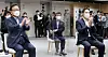 Samsung Electronics Vice Chairman Lee Jae-yong, right, attends an event on Sept. 14 at its training center in Yeoksam-dong, southern Seoul, with Prime Minister Kim Boo-kyum, left. [NEWS 1]