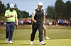 Tom Kim celebrates a putt on the 18th green during Day Three of the Genesis Scottish Open at The Renaissance Club in North Berwick, Scotland on Saturday. [GETTY IMAGES]