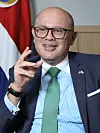 Rodolfo Solano Quiros, Costa Rican minister of foreign affairs and worship, speaks with the Korea JoongAng Daily at the Embassy of Costa Rica in Seoul on Wednesday. [PARK SANG-MOON]