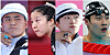 Young Olympians from left: Kim Je-deok, Shin Yu-bin, An San and Hwang Sun-woo [YONHAP]