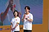 McDonald's Korea Managing Director Kim Ki-won, left, and actor Yoo Seung-ho at the McDonald's Happy Walk festival on May 25, 2025, at World Cup Park in Mapo District, western Seoul [CHO YONG-JUN]
