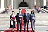 From left: Shin Kyung-hye, spouse of the Korean National Assembly speaker; Woo Won-shik, the Korean National Assembly speaker; Mongolian parliamentary Speaker Dashzegve Amarbayasgalan and his spouse D. Byambasuren pose for a photograph in downtown Ulaanbaatar in Mongolia last month. [STATE GREAT KHURAL OF MONGOLIA]