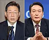 Democratic Party presidential candidate Lee Jae-myung, left, and People Power Party presidential candidate Yoon Suk-yeol [JOONGANG PHOTO]