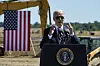 President Joe Biden speaks during a groundbreaking for a new Intel computer chip facility in New Albany, Ohio, Friday, Sep. 9, 2022. [AP/YONHAP]