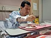 Park Jung-ha, one of the last two rescued miners, eats dinner in his hospital bed at Andong Medical Group Hospital in Andong, North Gyeongsang, with his eye mask off on Monday afternoon. [NEWS1]