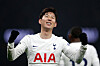 Tottenham Hotspur striker Son Heung-Min celebrates after scoring the team's third goal against Crystal Palace at Tottenham Hotspur Stadium in London on Sunday. [AFP/YONHAP]