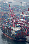 Containers stacked up at the port of Busan on Thursday [NEWS1]