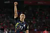 Hwang Hee-chan celebrates after scoring the opening goal for Korea against Costa Rica at Goyang Stadium in Goyang, Gyeonggi on Friday. [NEWS1]