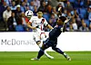 Paris Saint-Germain's Lee Kang-in, left, scores a goal in a Ligue 1 match against Le Havre in Le Havre, France on Friday. [REUTERS/YONHAP]