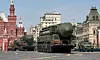 In this file photo, Russian military vehicles, including the Yars intercontinental ballistic missile systems, drive in Red Square during a rehearsal for a military parade in central Moscow on May 7, 2022. [REUTERS/YONHAP]