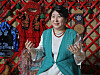 Dinara Kemelova, ambassador of the Kyrgyz Republic to Korea, speaks with the Korea JoongAng Daily at an exhibition on the country's tourism at Coex in southern Seoul on June 25. [PARK SANG-MOON]