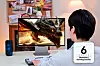 A model is playing Samsung Odyssey OLED G8 monitor in this picture. [SAMSUNG ELECTRONICS]