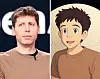 Left: Sam Altman, ChatGPT-running OpenAI's chief executive officer. Right: A Ghibli-style image of Sam Altman that was created by generative AI. The image was uploaded as Altman's profile picture on social media platform, X. [YONHAP]