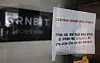 A notice at a cryptocurrency exchange in Seoul on Friday reads it is ending business as it failed to meet requirements set out by the government for it to continue operating beyond Sept. 24. [YONHAP]