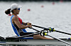 Jeong Hye-jeong competes in the women's rowing single sculls final at the 2020 Summer Olympics, Friday, July 30, 2021, in Tokyo, Japan. [AP/YONHAP]