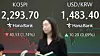 A screen in Hana Bank's trading room in central Seoul shows the Kospi closing at 2,293.70 points on April 9, down 40.53 points, or 1.74 percent, from the previous trading session. [YONHAP]