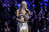 Rosé accepts the award for song of the year for ″APT.″ during the MTV Video Music Awards on Sept. 7, at UBS Arena in Elmont, N.Y. [AP/YONHAP]