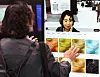 Visitors demo a virtual makeup experience during Seoul Indie Beauty Show 2025 at Coex Magok in Gangseo District, western Seoul, on March 13. [YONHAP]