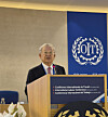 Sohn Kyung-shik, chairman of the Korea Enterprises Federation, speaks on June 9 at the ILO’s 113th General Assembly in Geneva, Switzerland. [KOREA ENTERPRISES FEDERATION]