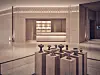 An exposed exhibit displaying Silla artifacts and earthenware welcomes guests at the center of the museum's lobby. [TEO YANG STUDIO]