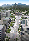 An artist's rendition of Gwanghwamun Square in central Seoul after renovations with a larger plaza and fewer lanes of traffic. [YONHAP]