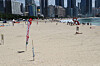 Visitors are sparsely seen at Haeundae Beach in Busan on Monday. Busan Metropolitan Government decided to close down operations of seven beaches, including Haeundae, from Tuesday as the social distancing level was upgraded to Level 4 in the city. [SONG BONG-GEUN]