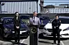 California Attorney General Rob Bonta, center, speaks during a press conference on April 20 about the surge in thefts of Kia and Hyundai vehicles. [AP/YONHAP]