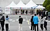 People line up to get tested for Covid-19 at the Daejeon Hanbat Sports Complex on Sunday. [KIM SUNG-TAE]