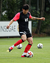 Kim Min-jae trains with the Olympic team at the National Football Center in Paju, Gyeonggi on July 2. [YONHAP]