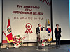 Peruvian Ambassador to Korea Paul Duclos, left, delivers his remarks at a reception marking the 204th anniversary of Peru’s Independence Day at the Four Seasons Hotel in central Seoul on Monday evening. [SEO JI-EUN]