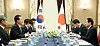 President Yoon Suk Yeol, second from left, and Japanese Prime Minister Fumio Kishida, right, hold a bilateral meeting on the sidelines of the NATO summit in Vilnius, Lithuania, Wednesday. [JOINT PRESS CORPS]