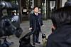 Koo Bon-chang, operator of a website that divulges the names of parents who refuse to pay child support, responds to questions from the press after the Supreme Court sentenced him guilty of defamation on Thursday. [YONHAP]