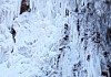 A climber ascends the frozen face of Maebawi Falls in Yongdae-ri, Buk-myeon, Inje County, relying on a safety rope to push past winter’s limits as a cold wave grips much of the nation on Dec. 30. [YONHAP]