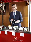 Giorgio Savoini, assistant F&B manager at Park Hyatt Seoul, scoops gelato from the gelato cart at the hotel’s Italian restaurant Cornerstone in Gangnam District, southern Seoul. [PARK SANG-MOON]
