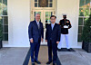 South Korean National Security Adviser Suh Hoon, center right, poses with his U.S. counterpart Robert O'Brien, left, at the White House on Wednesday. [WHITE HOUSE NSC TWITTER]