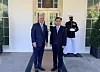 South Korean National Security Adviser Suh Hoon, center right, poses with his U.S. counterpart Robert O'Brien, left, at the White House on Wednesday. [WHITE HOUSE NSC TWITTER]